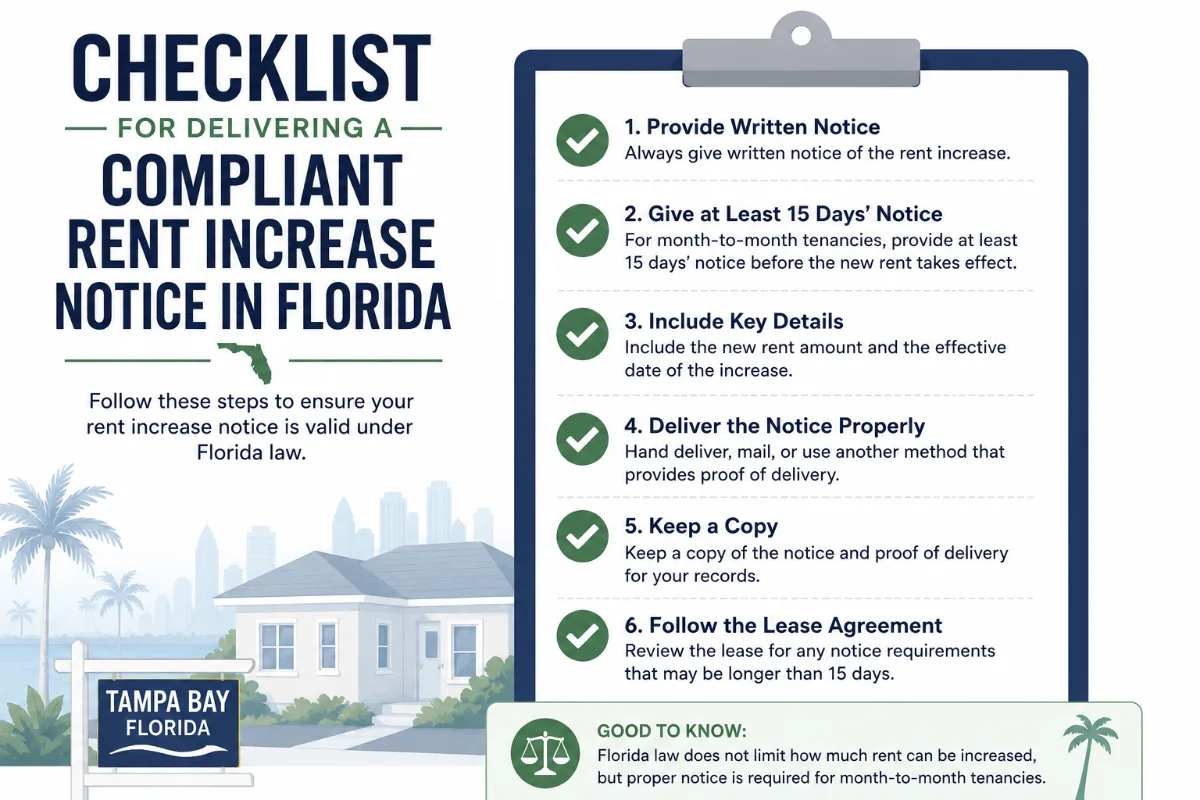 Checklist for delivering a compliant rent increase notice in Florida