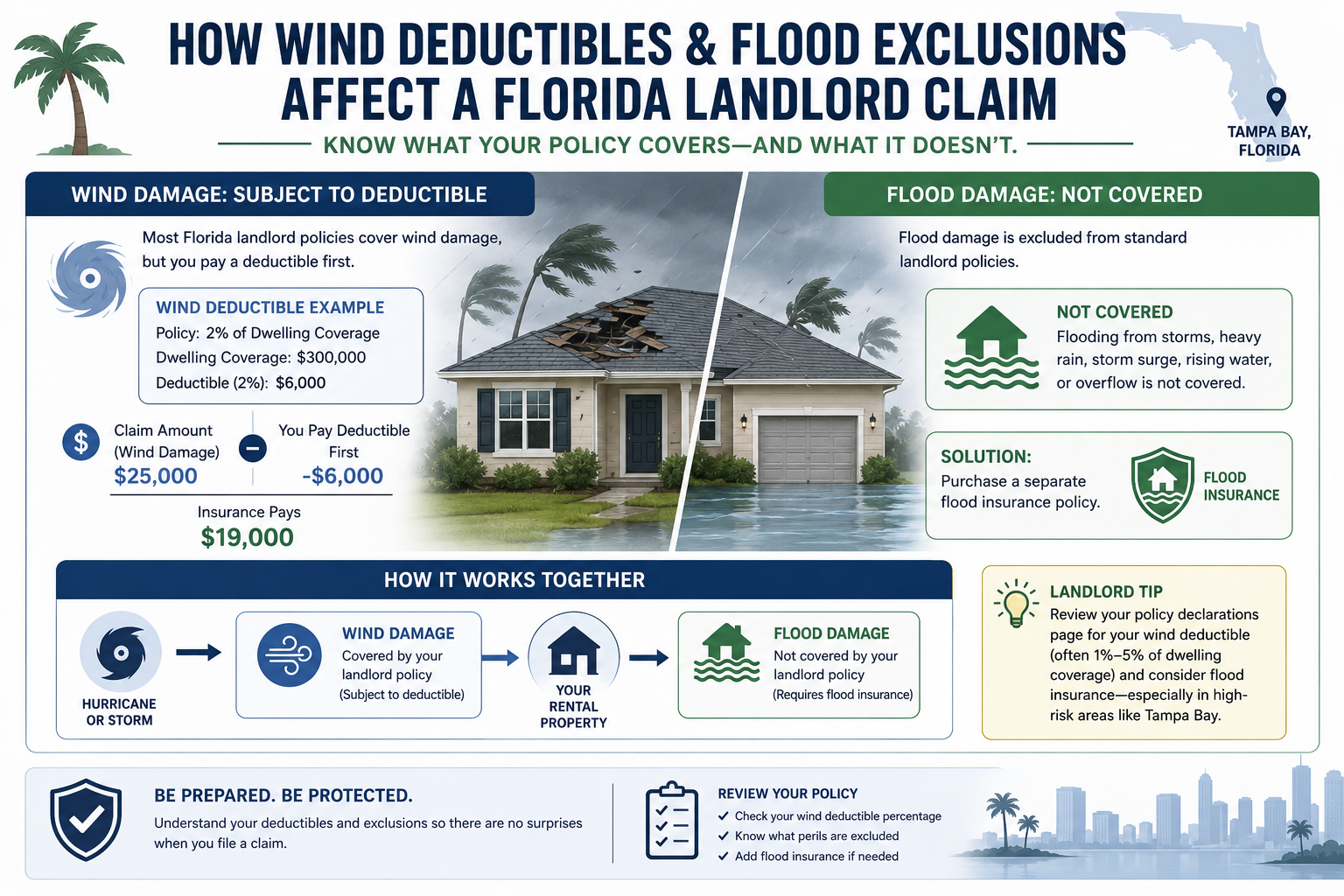 How wind deductibles and flood exclusions affect a Florida landlord claim